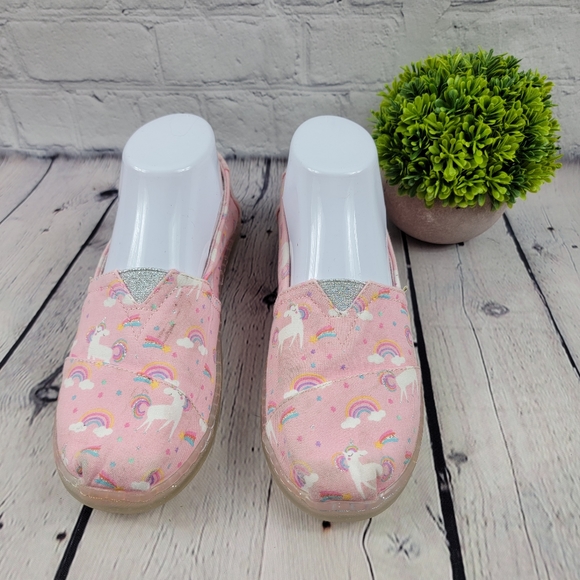 Toms Unicorn Loafers Glitter Sole Size Y4 - Picture 3 of 6